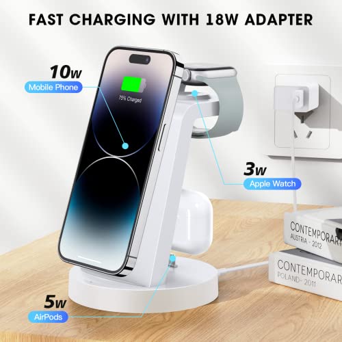 3 in 1 Charging Station for iPhone - Wireless Charger for Apple Products Multiple Devices - Charging Dock Stand for AirPods (for iPhone 15 14 13 pro 12 11 X Max)