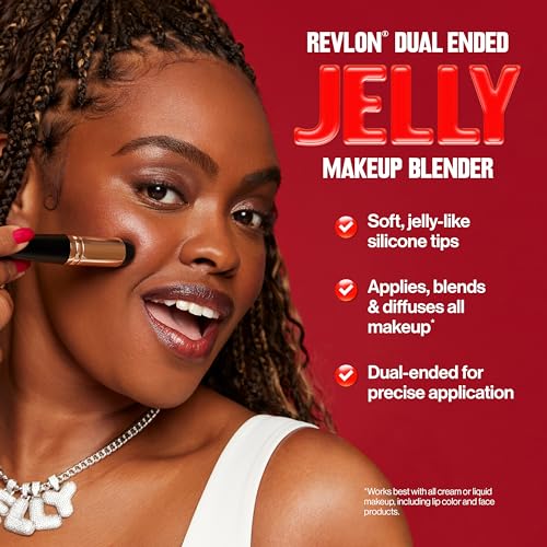 Revlon Dual Ended Jelly Makeup Blender Tool, Silicone Makeup Applicator for Blush, Bronzer, Concealer, Contour, Eyes, and Lips, 1 count