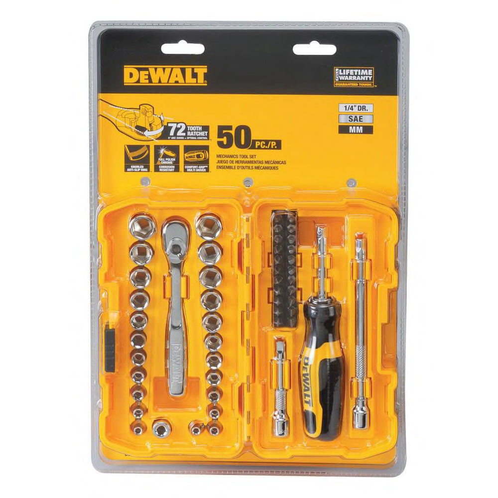 1/4 In. Drive SAE and Metric Mechanics Tool Set (50-Piece)