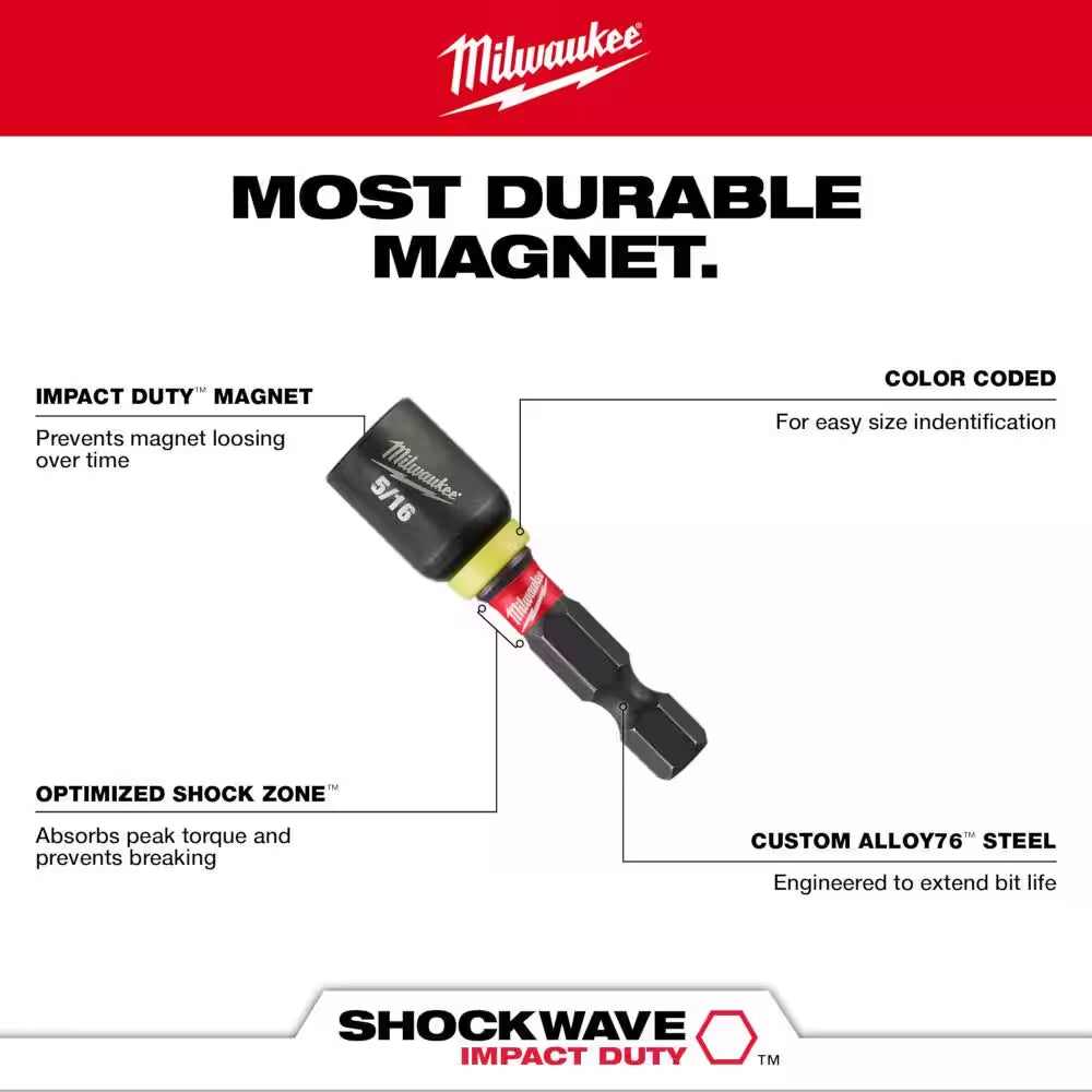 SHOCKWAVE Impact Duty 1-7/8 In. Alloy Steel Magnetic Nut Driver Set (4-Piece)