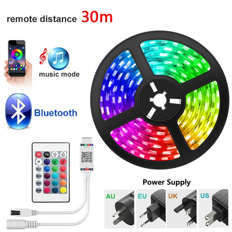 Bluetooth LED Strip Lights RGB 5050 SMD Flexible Ribbon Waterproof RGB LED Light with Power Adapt Tape Diode DC Control