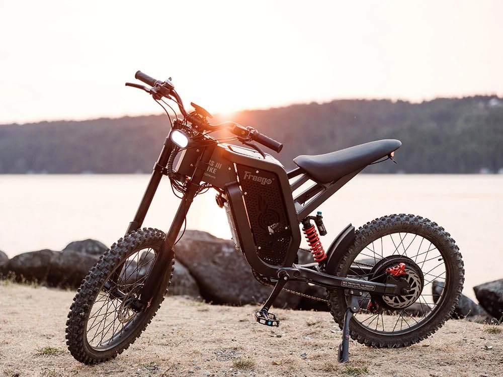 Freego X2 Electric Motorcycle for Adults, Electric Dirt Bike for Adult 6000W Motor 60V/30Ah Removable Battery, 60Mph/60Mile Electric Mountain Bicycle, 19" x2" Tire Full Suspension,Full Hydraulic Brake