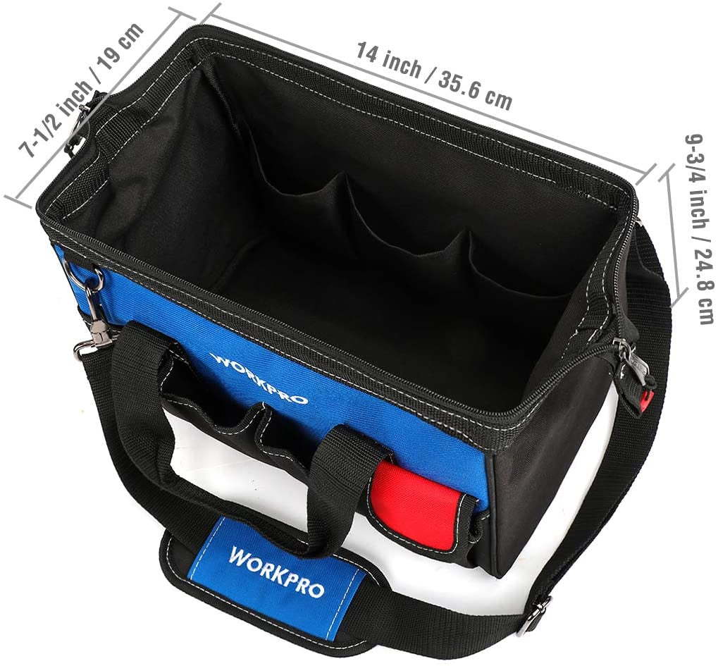 14-Inch Tool Bag, Multi-Pocket Tool Organizer with Adjustable Shoulder Strap