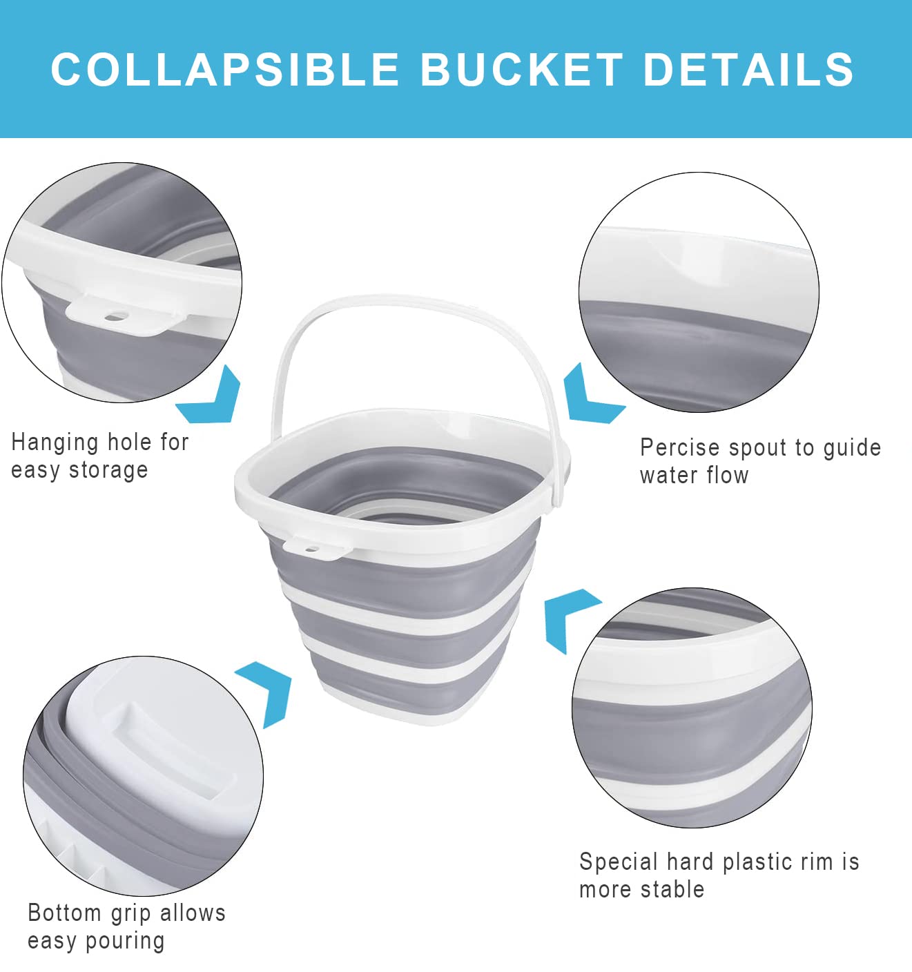 MontNorth Collapsible Basin Bucket,9L Collapsible Dishpan with Drain Plug for Kitchen Sink,5L Portable Foldable Small Plastic Water Supplies for Outdoor Garden Camping Fishing Car Wash(Sets of 2)