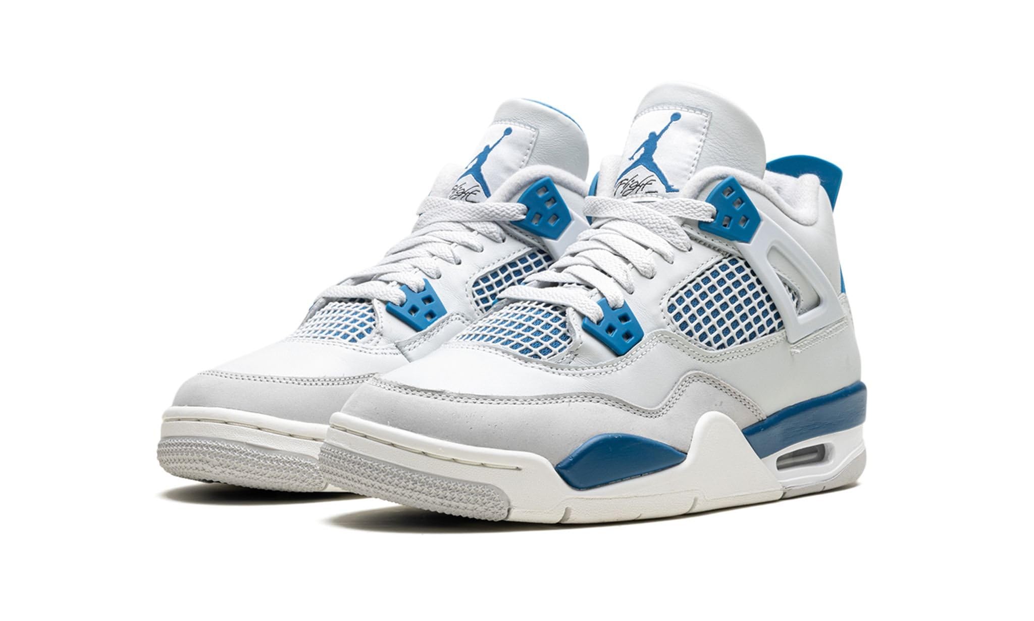 Jordan 4 “Military Blue” Grade School Size 4.5Y Off-White/Neutral Grey-Military Blue (HF4281-141)