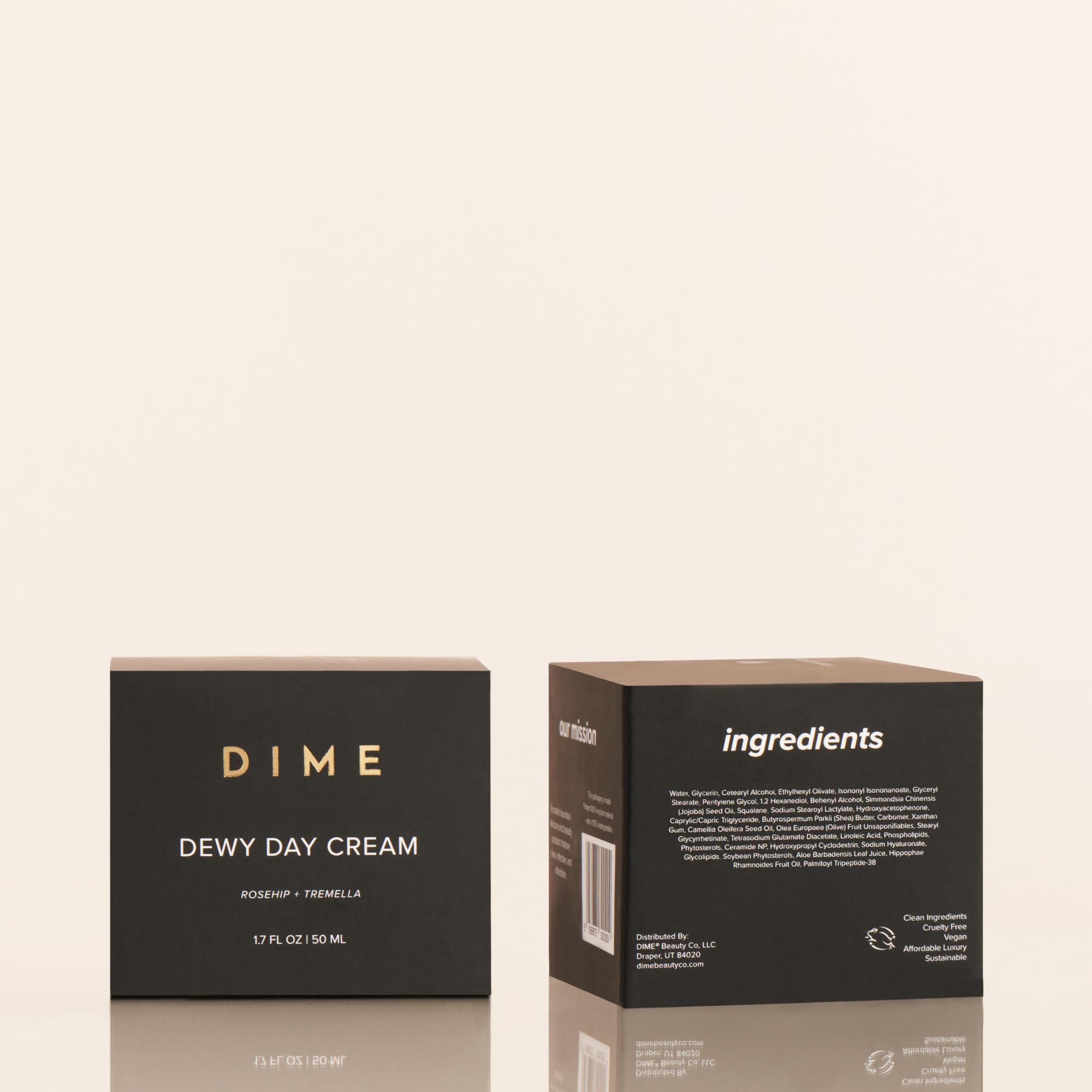 DIME Beauty Dewy Day Cream, Morning Face Moisturizer with Rosehip Oil and Snow Mushroom, 1.7 oz / 50 ml