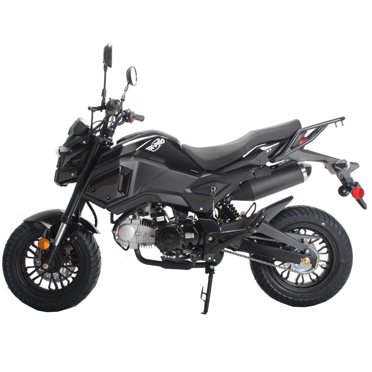 X-PRO 125cc Adult Motorcycle Gas Motorcycle Dirt Motorcycle Street Bike Motorcycle Bike,Big 12" Wheels! (Black)