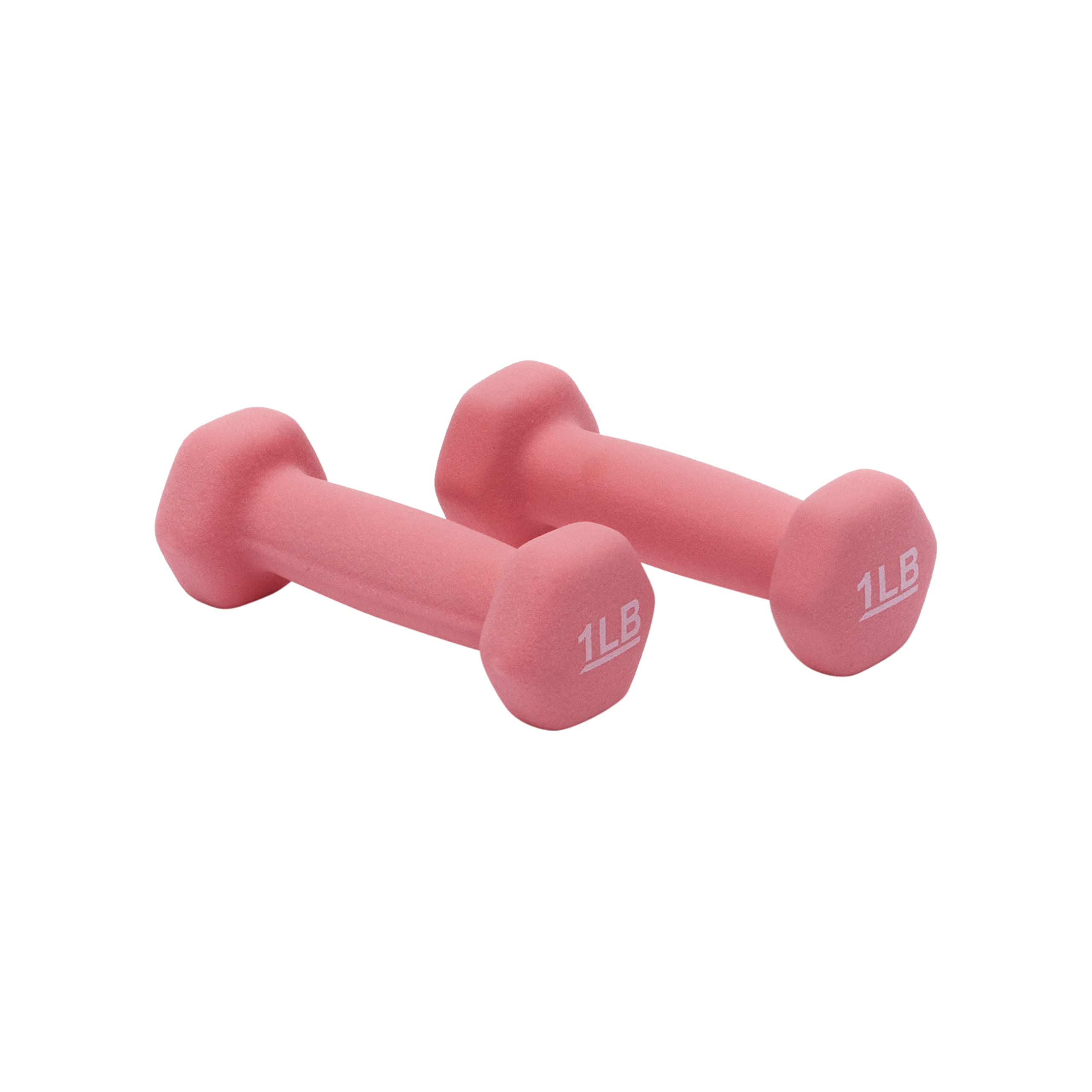 Amazon Basics Neoprene Dumbbell Hand Weights, 1 Pound, Pair, Pink