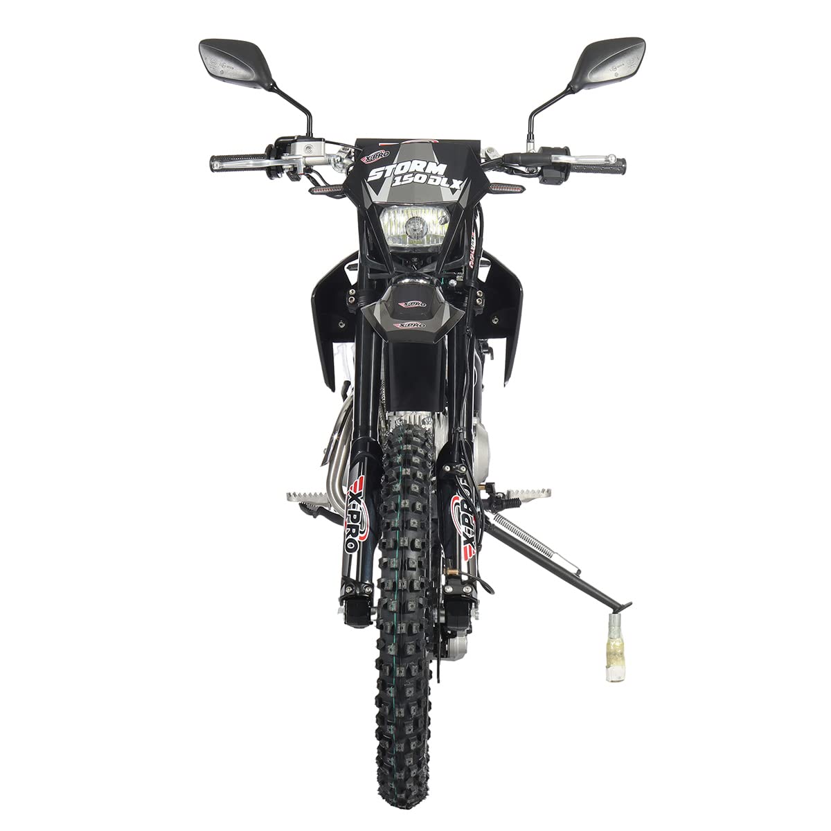 X-PRO 150 Dirt Bike Storm DLX 150 4-Speed Manual Transmission with All Lights, Electric/Kick Start, Big 19"/16" Tires! (Black)