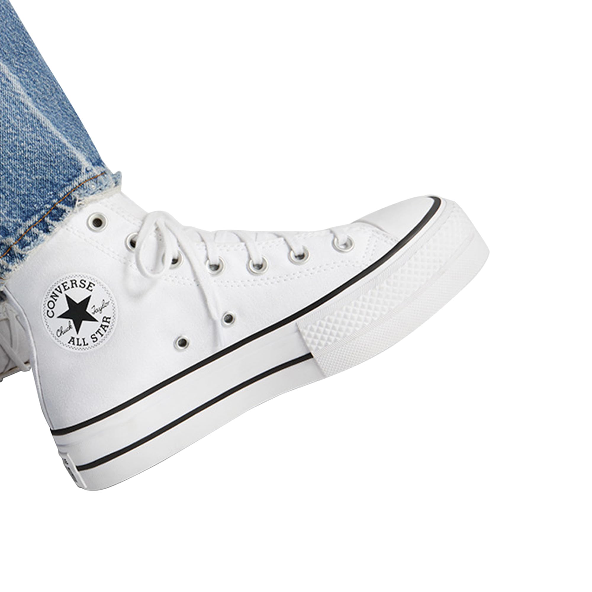 Converse Women's Chuck Taylor All Star Lift High Top Sneakers, White/Black/White, 7.5 Medium US