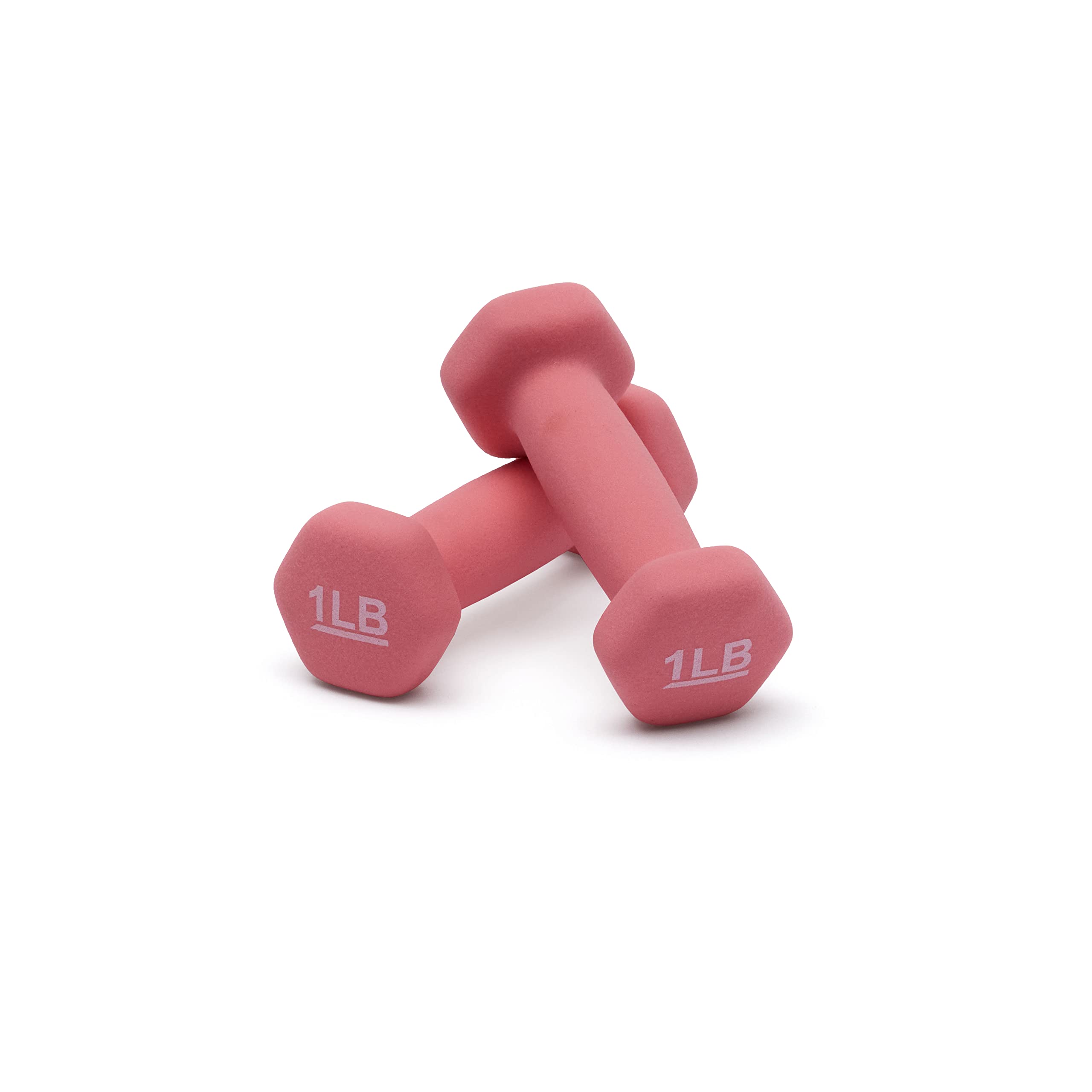 Amazon Basics Neoprene Dumbbell Hand Weights, 1 Pound, Pair, Pink