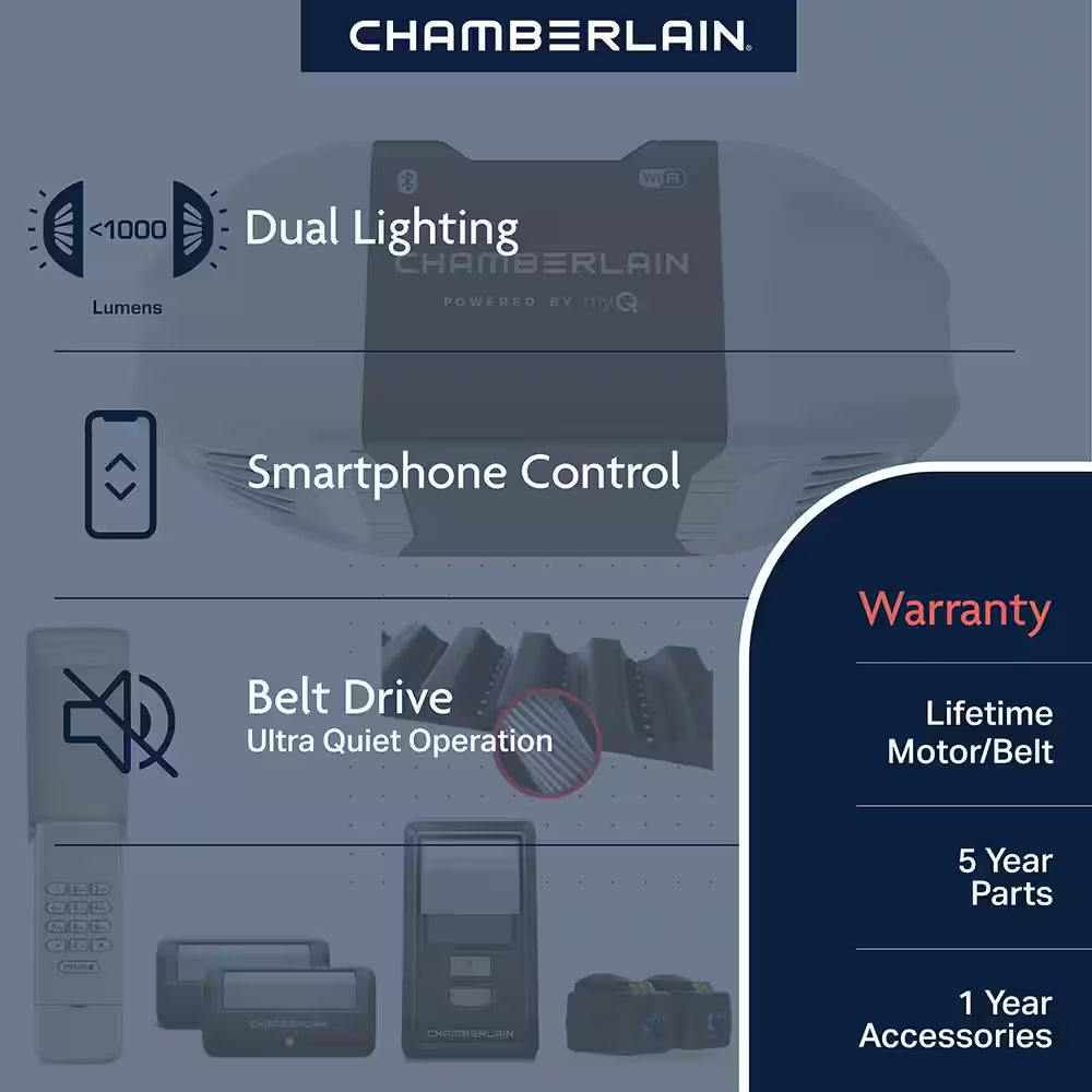 B4505T 3/4 HP Smart Quiet Belt Drive Garage Door Opener