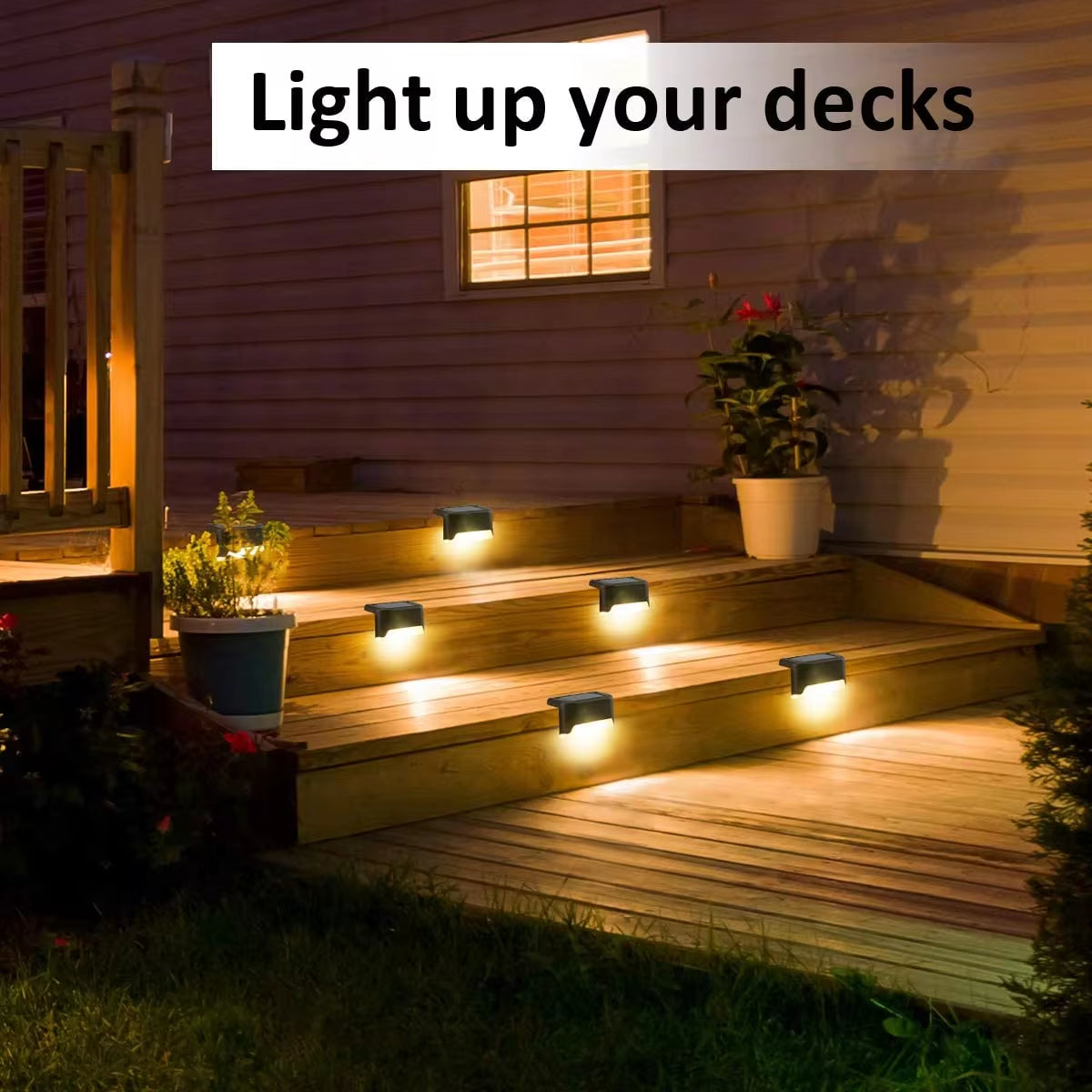 Solar LED Lights Outdoor Garden Light Stairs Deck Lamp Solar Lights Waterproof Solar Step Light for Patio Yard Garden Decor