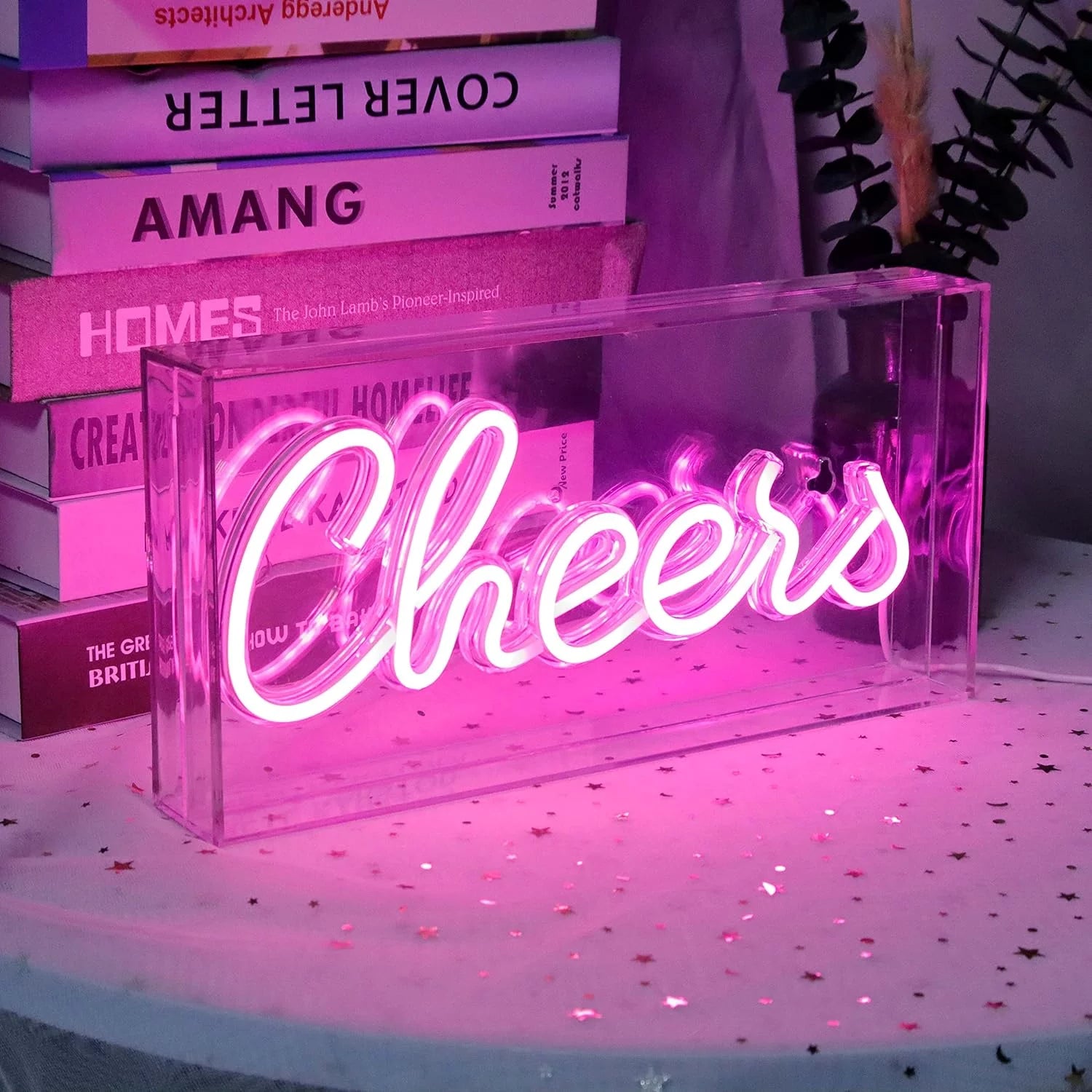 Cheers Sign Neon Signs USB LED Sign Desk Lightbox Cheers Neon Bar Sign 3D Wall Neon Light up Sign for Party Wall Décor Party Light Accessories Christmas Valentine'S Day Halloween