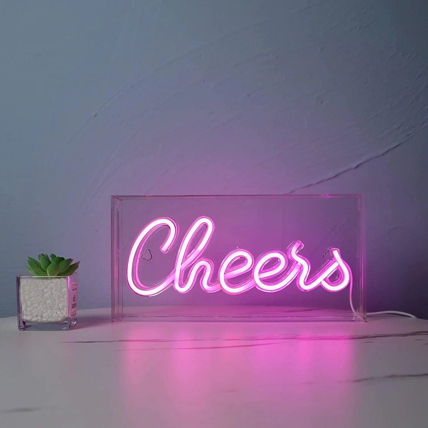 Cheers Sign Neon Signs USB LED Sign Desk Lightbox Cheers Neon Bar Sign 3D Wall Neon Light up Sign for Party Wall Décor Party Light Accessories Christmas Valentine'S Day Halloween