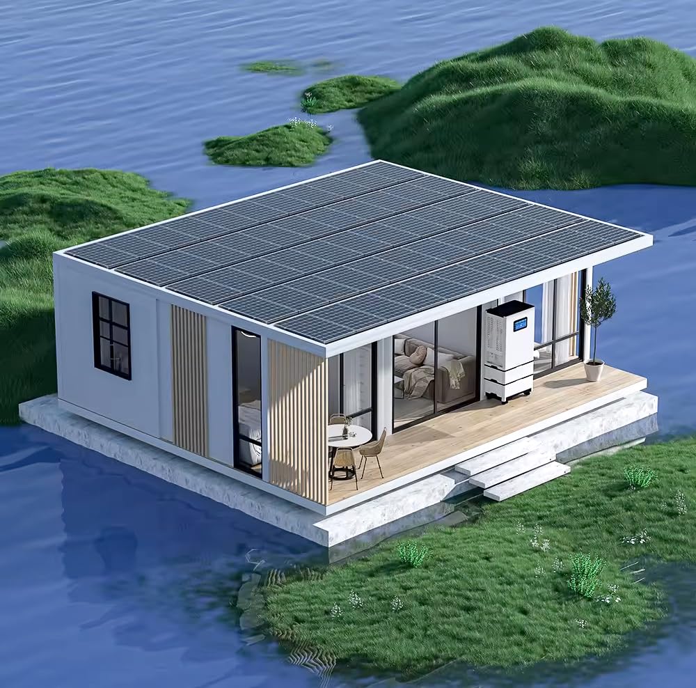 Tiny House,Two Bedroom Solar Prefab Home, 9mX4.5mX2.48m, 40.5 sqm,Zero Carbon Footprint, Premium Materials, Luxury Design,Equipped Bathroom and Bedroom, Wind,fire,Water Resistance-Customizable Design