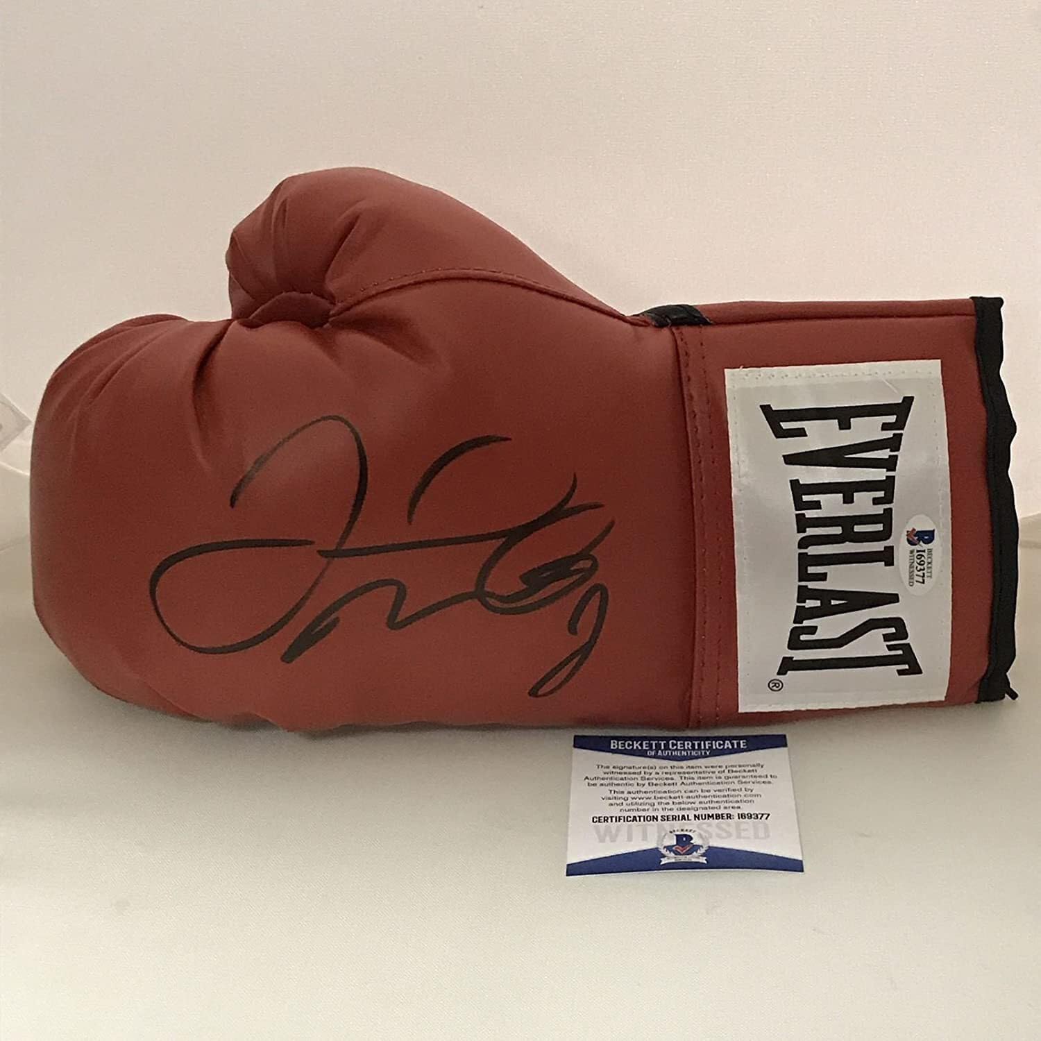 Autographed/Signed Floyd Mayweather Jr. Money Red Everlast Boxing Glove Beckett BAS COA