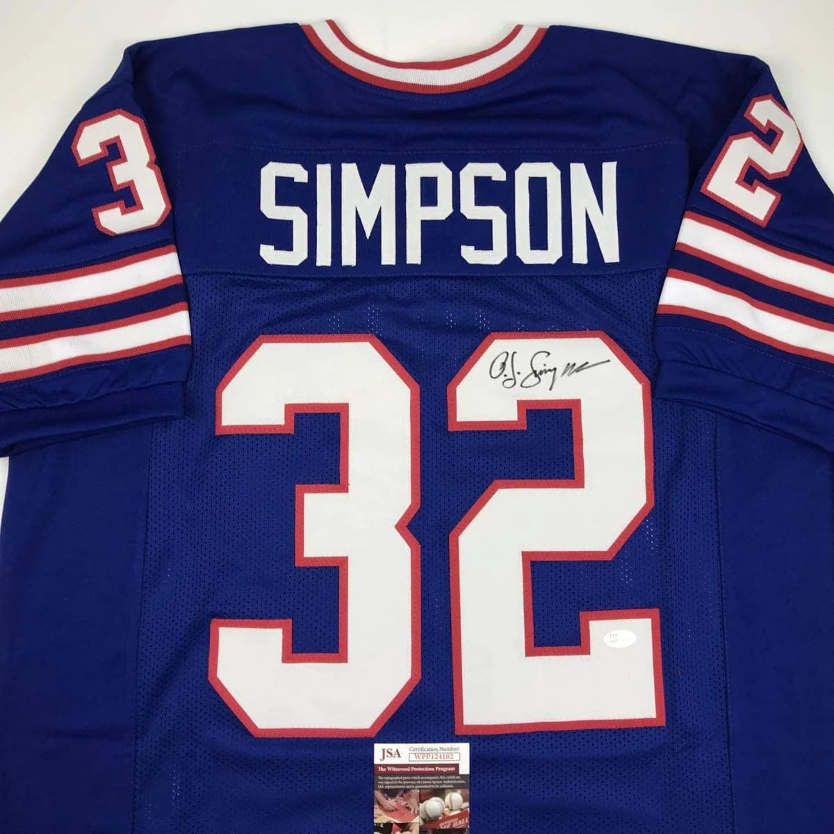 Autographed/Signed OJ O.J. Simpson Buffalo Blue Football Jersey JSA COA