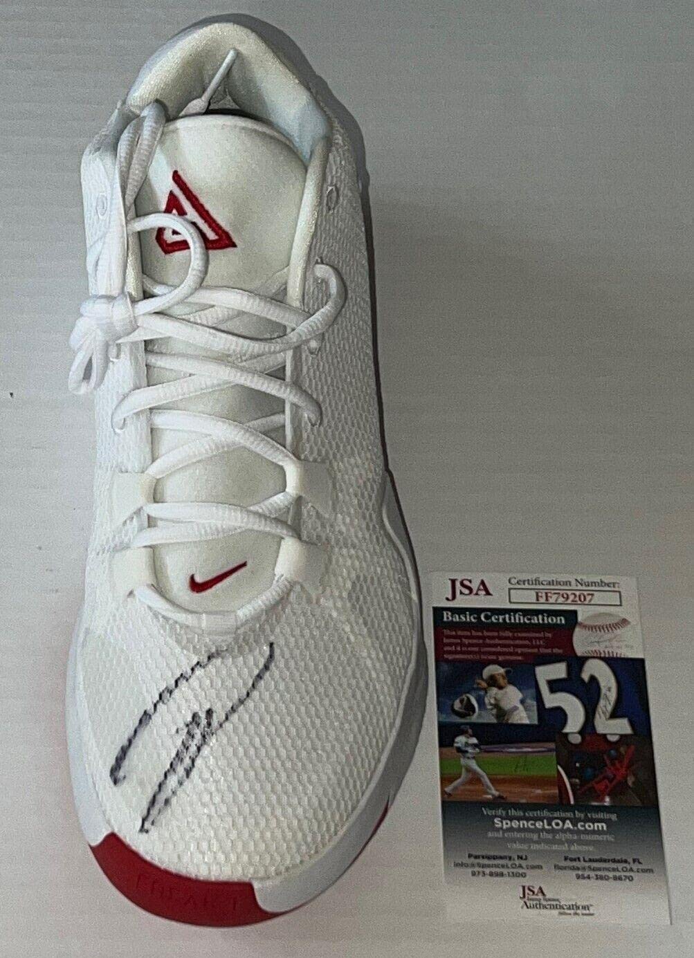 Topps Giannis Antetokounmpo Milwaukee Bucks signed Nike Zoom Freak 1 Roses Shoe JSA - Autographed NBA Sneakers