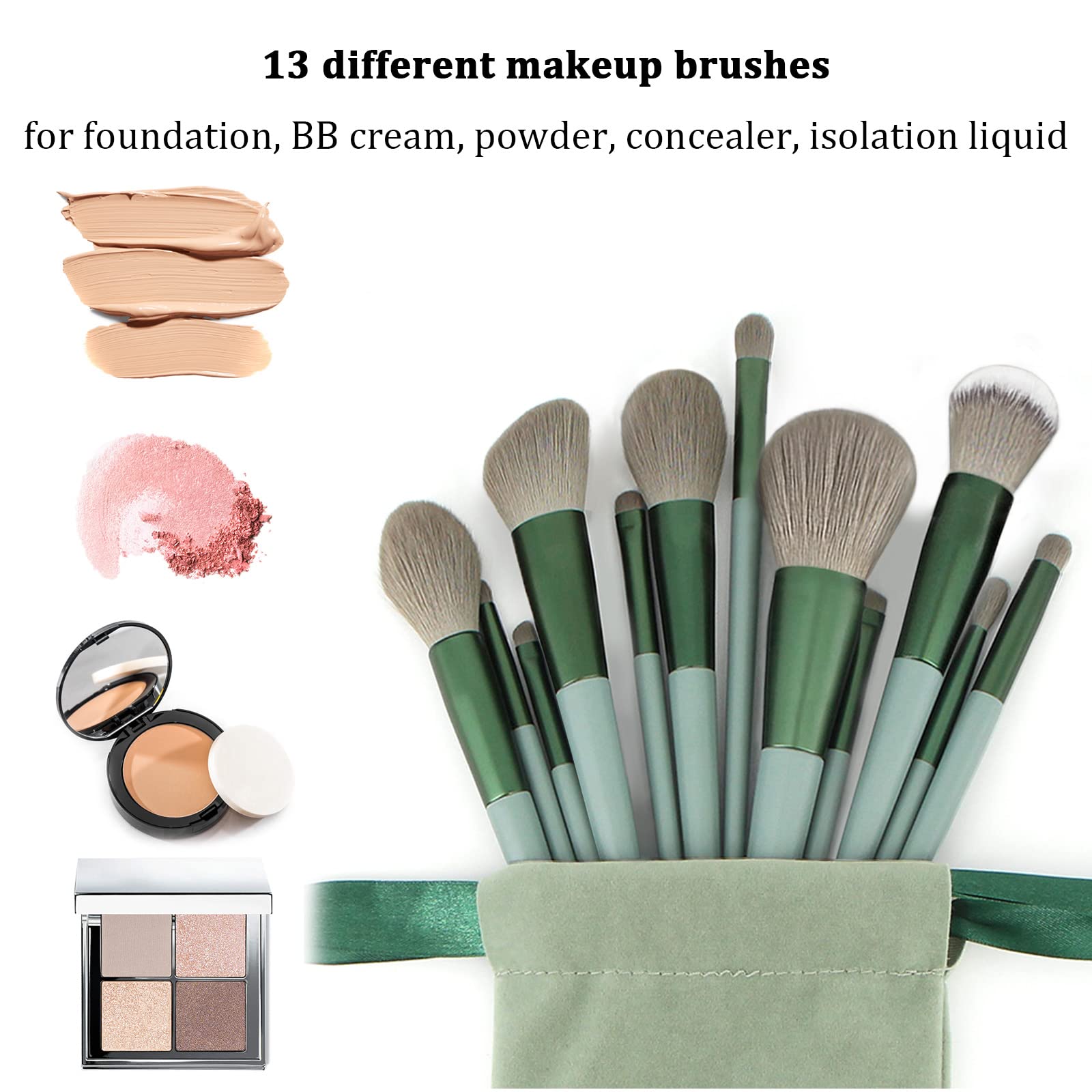 Koccido Makeup Brushes 22 Pcs Makeup Kit,Foundation Brush Eyeshadow Brush Make up Brushes Set (Green, 22 Piece Set)