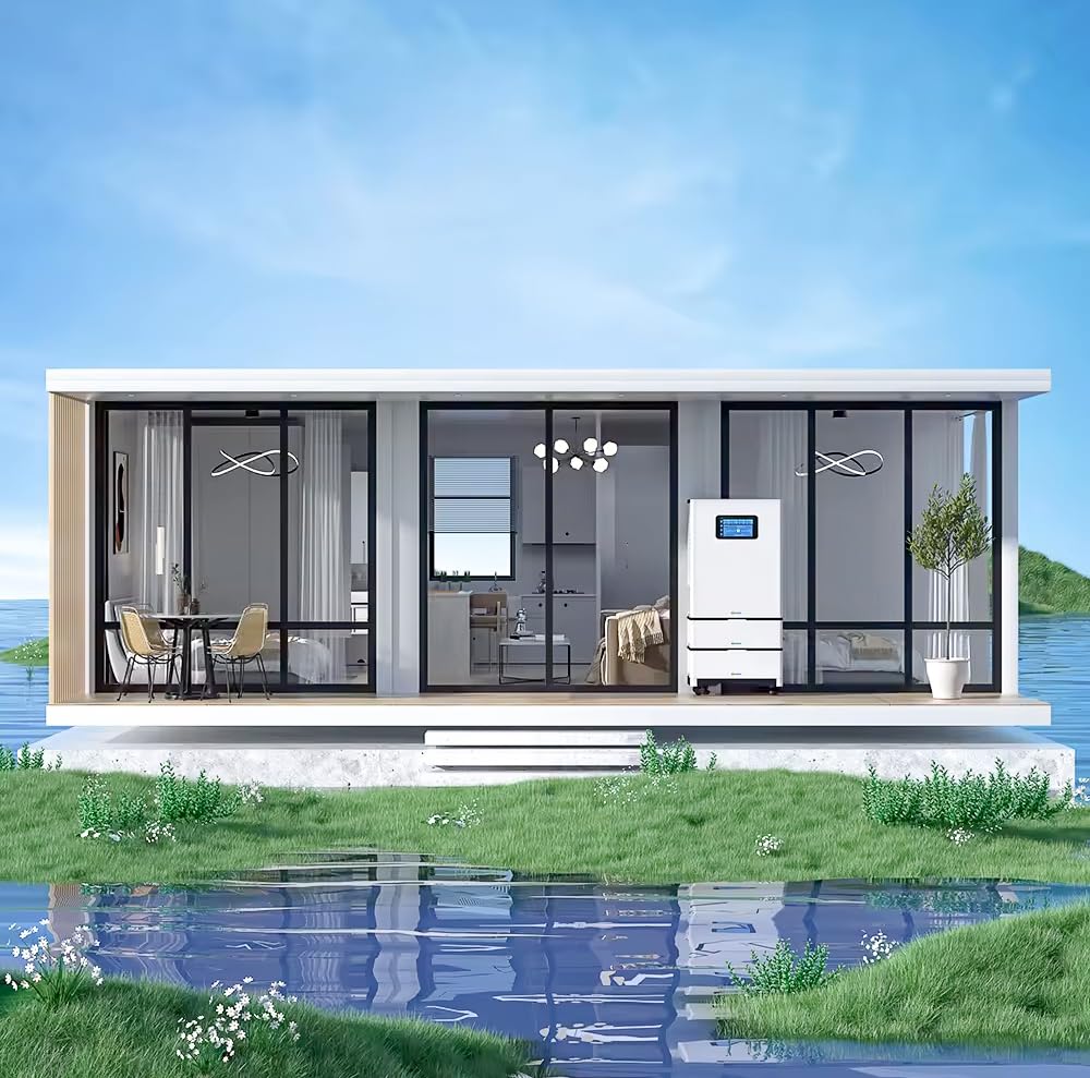 Tiny House,Two Bedroom Solar Prefab Home, 9mX4.5mX2.48m, 40.5 sqm,Zero Carbon Footprint, Premium Materials, Luxury Design,Equipped Bathroom and Bedroom, Wind,fire,Water Resistance-Customizable Design