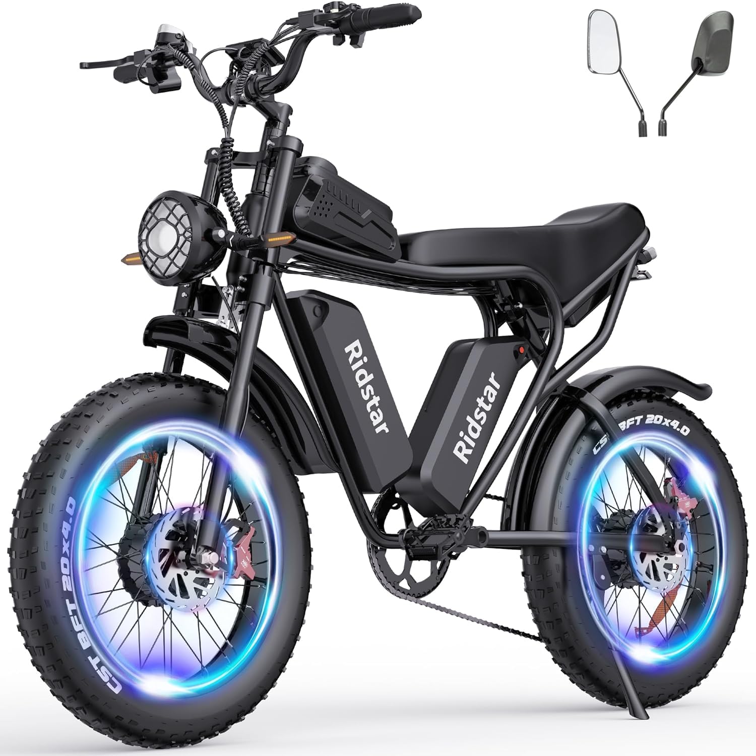 Ridstar Electric Bike for Adults Q20, 2000/1500W, 37/30MPH,52V 40AH,48V/20AH E-Bike,30-180 Miles Electric Motorcycle, 20" Fat Tire Dirt Bike, UL2849 All Terrain for Mountains, Snow, Sand, Road