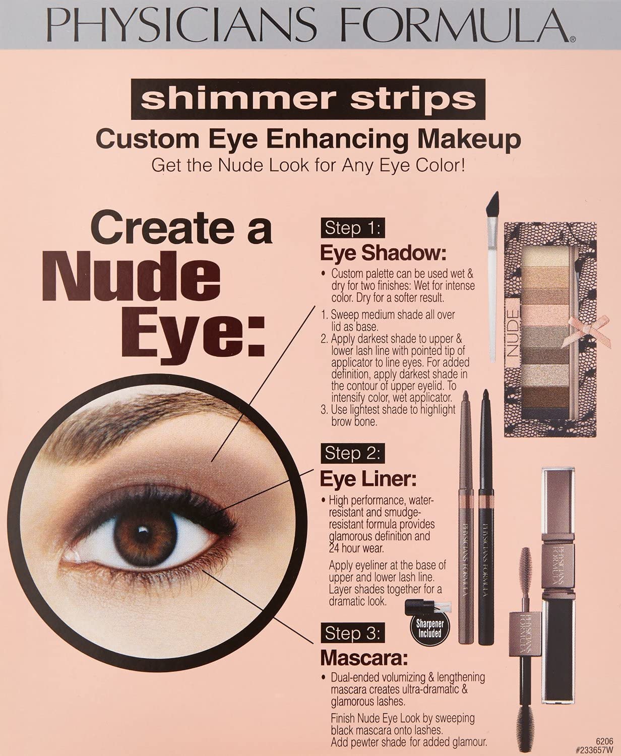 Physicians Formula Shimmer Strips Custom Eye Enhancing Kit with Eyeshadow, Eyeliner & Mascara, Nude