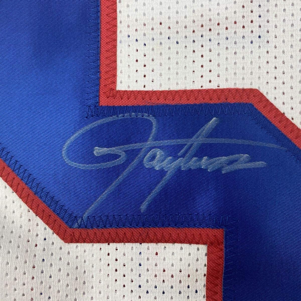 Autographed/Signed Lawrence Taylor New York White Football Jersey JSA COA