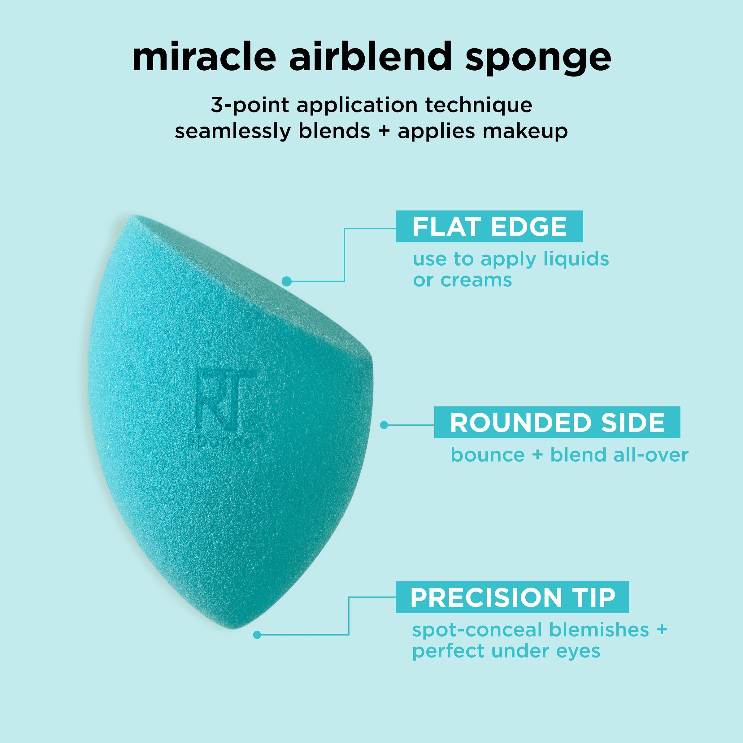 Real Techniques Miracle Airblend Sponge, Matte Makeup Blending Sponge, For Liquid, Cream, & Powder Products, Offers Medium To Full Coverage, Foundation Sponge, Latex-Free Foam, 1 Count