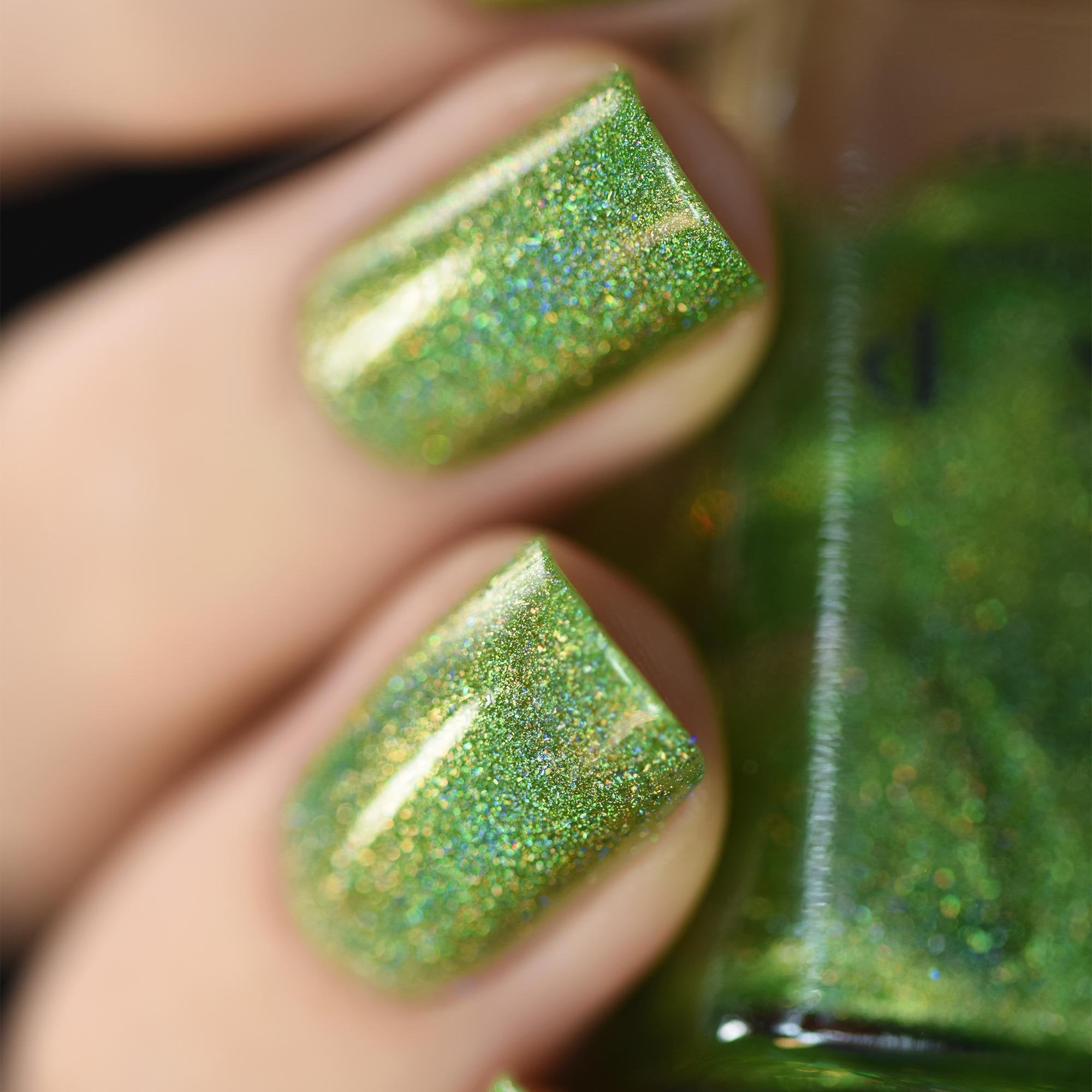 ILNP 1UP - Lime Green Holographic Nail Polish, Chip Resistant Manicure, Long Wear Nail Lacquer, Smooth & Glossy Finish, Non-Toxic, Vegan, Cruelty Free, 12ml