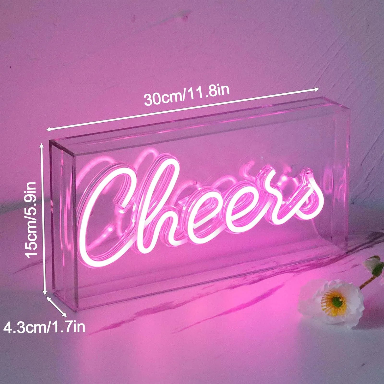 Cheers Sign Neon Signs USB LED Sign Desk Lightbox Cheers Neon Bar Sign 3D Wall Neon Light up Sign for Party Wall Décor Party Light Accessories Christmas Valentine'S Day Halloween