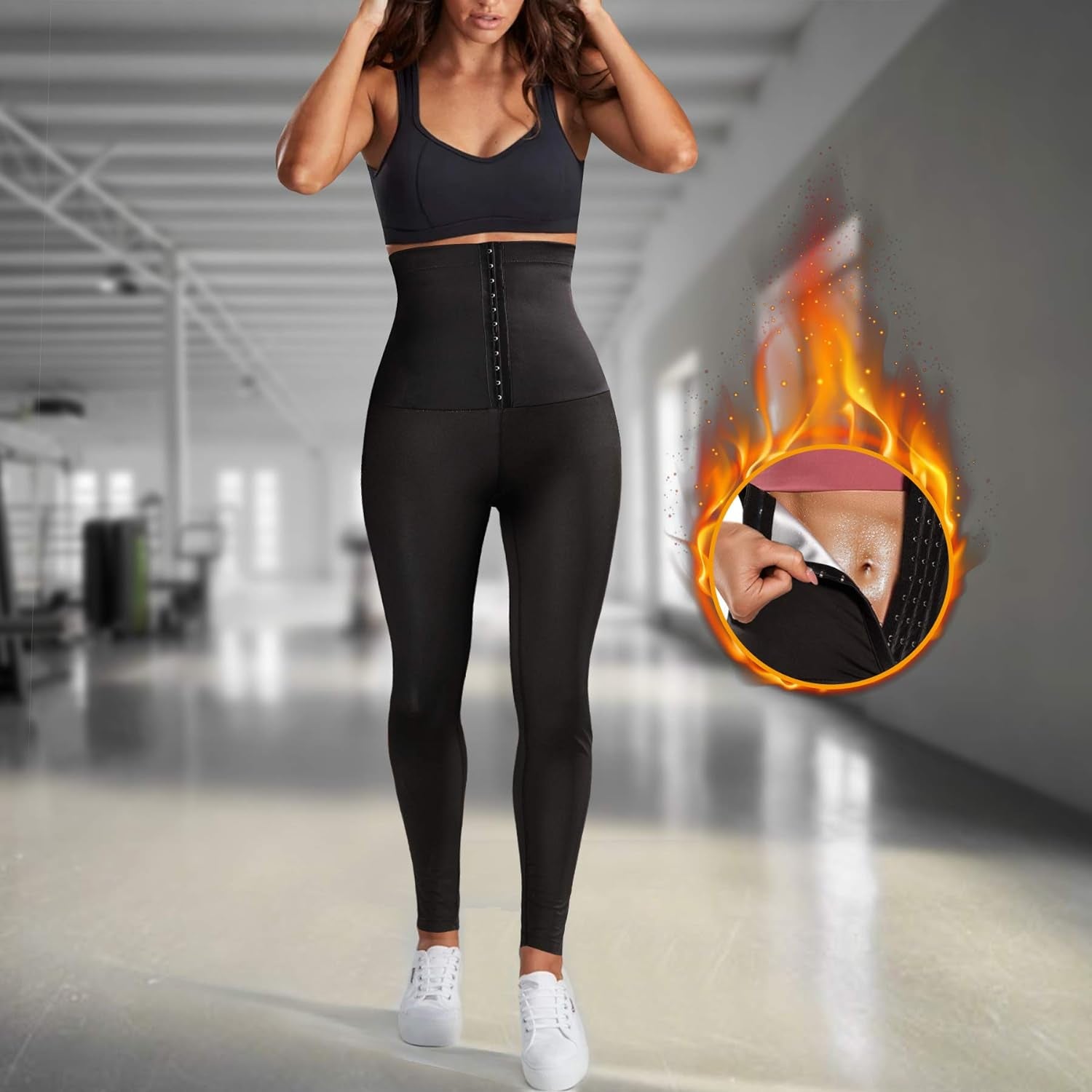 Women Sauna Leggings Sweat Pants High Waist Slimming Hot Thermo Compression Workout Fitness Exercise Tights Body Shaper