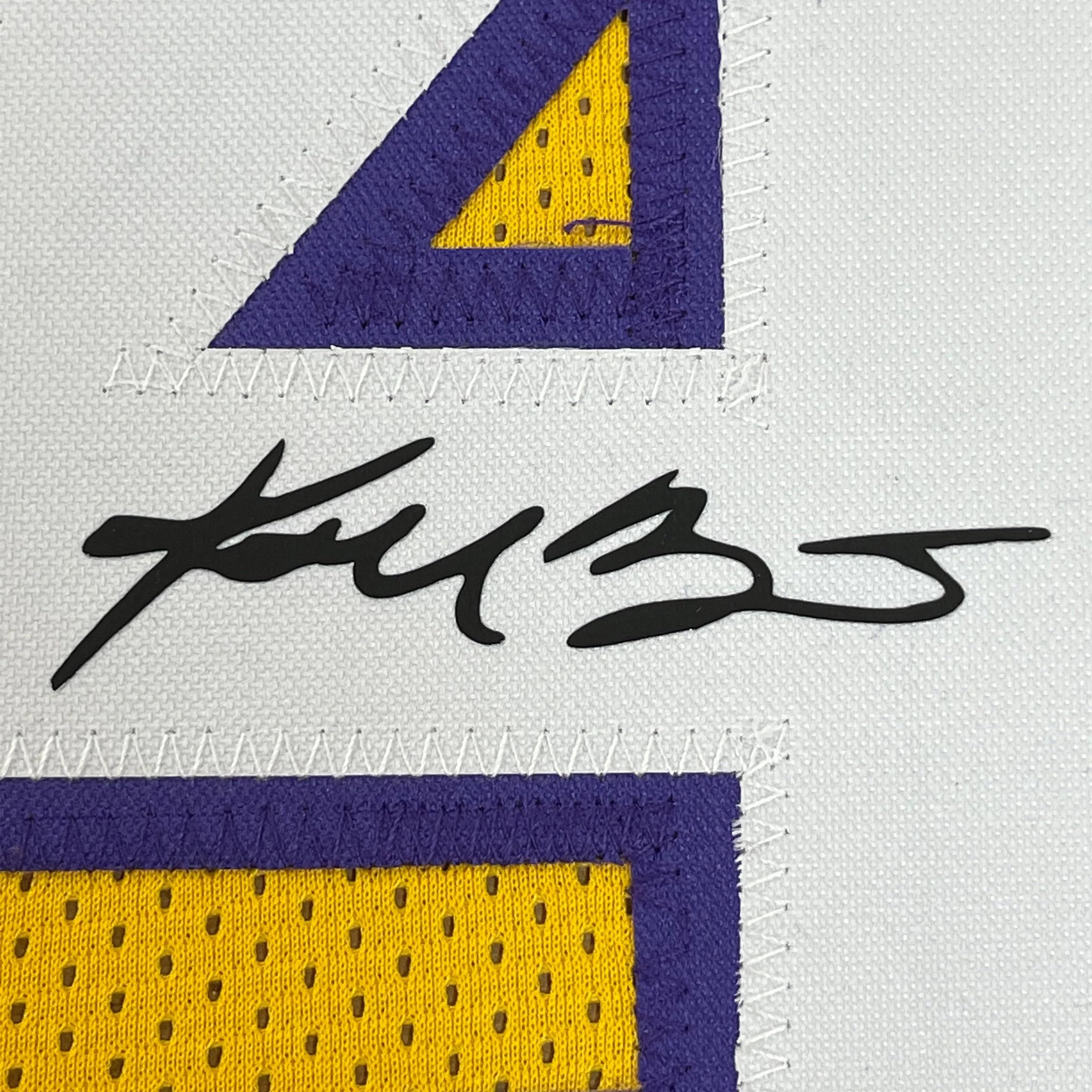 Framed Facsimile Autographed Kobe Bryant #24 35x39 Los Angeles LA Yellow Reprint Laser Auto Basketball Jersey