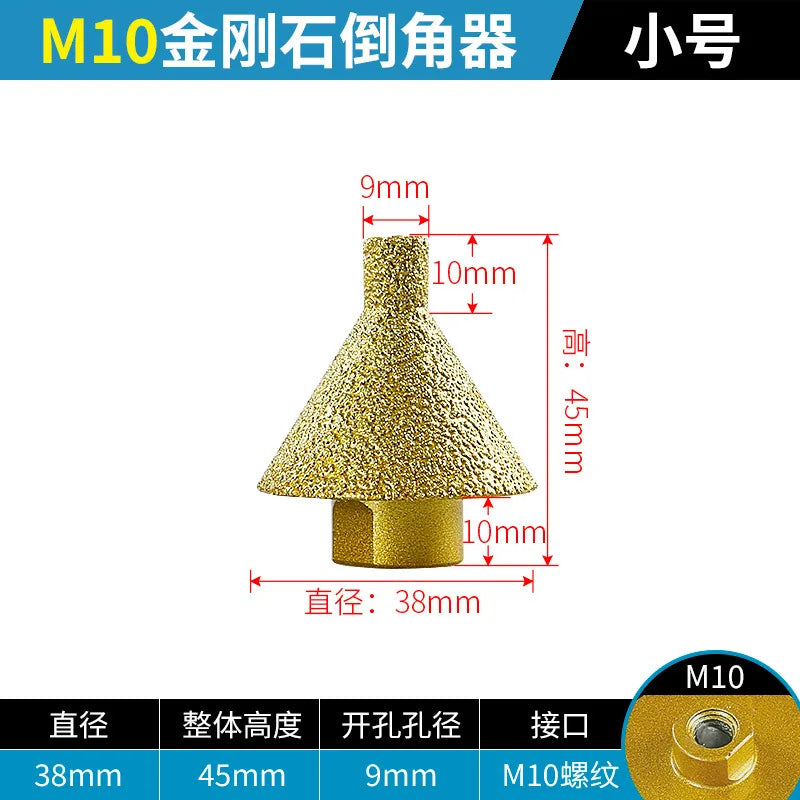 Diamond Beveling Chamfer Bit for Angle Grinders Punching Expanding Drill Bit for Tile Ceramic Beveling Holes Trimming M10 Thread