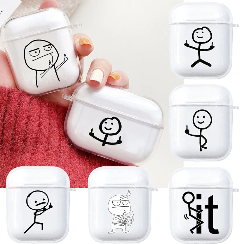 Funny Man Case for Airpods Pro 2 Cute Creative Cartoon Protector Cover Box Airpods 1 2 3 Pro Air Pod Cover Funda