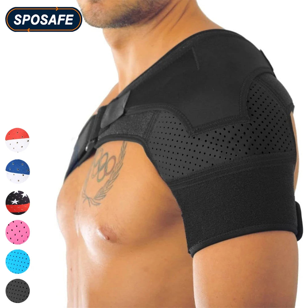 Adjustable Shoulder Brace Shoulder Support Compression Sleeve Wrap for Left Right Arm,Men Women Dislocated AC Joint,Pain Relief