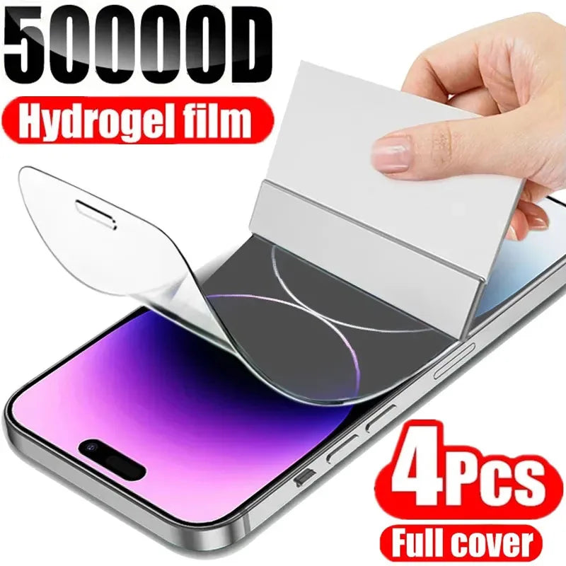 4Pcs Hydrogel Film Full Cover For iPhone 11 12 13 14 Pro Max mini Screen Protector For iPhone 14 8 7 Plus 6 5s SE 2020 Not Glass