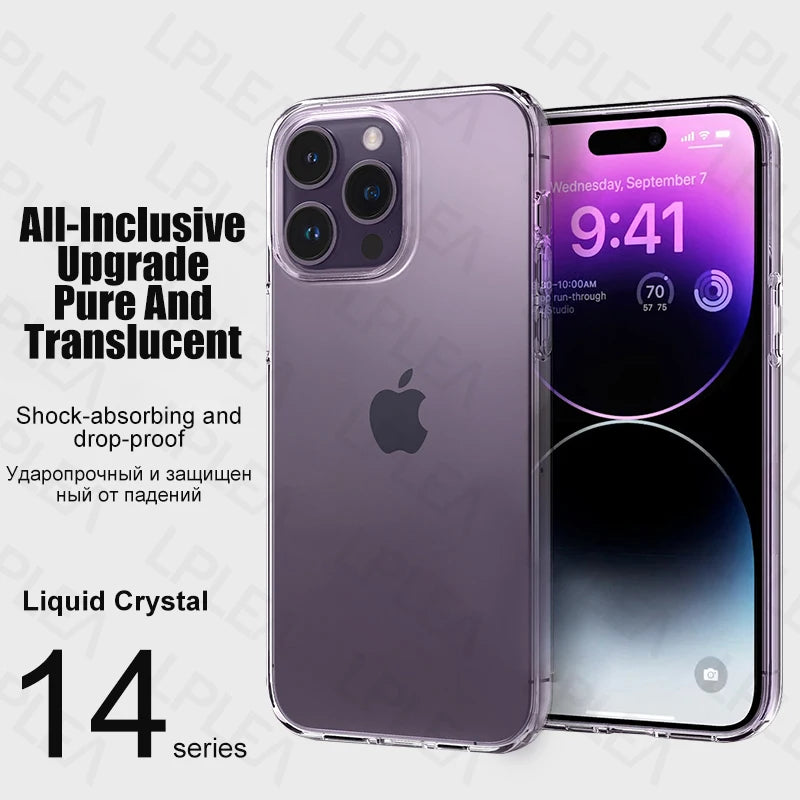 Luxury Transparent Phone Case For iPhone 15 14 13 12 11 Pro Max Mini Soft Clear TPU Silicone X  XS XR 8 7 6 5 Plus SE Back Cover