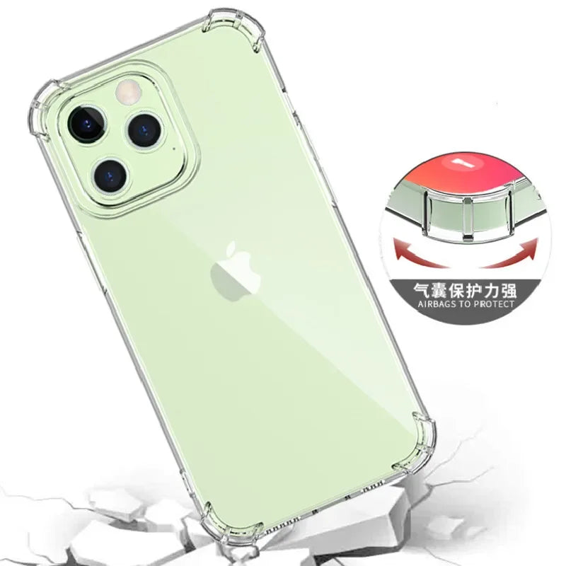 Anti-Yellow Clear Air Bag TPU Case for Iphone 15 14 13 Pro Max 11 12 Mini XS XR 13Pro 7 8 14 Plus Protection Back Cover Cases