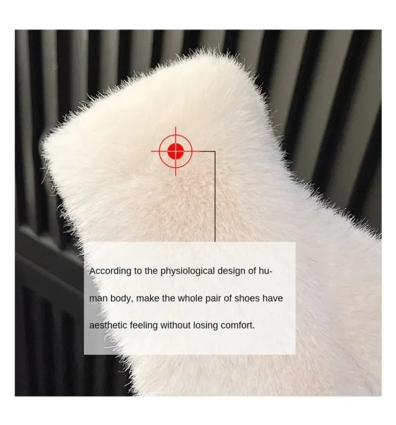 Woman Furry Ladies Faux Fur Luxury Fluffy Plush Slipper House Soft Fuzzy Girl Platform Indoor Flat Casual Sabot Round Toe Winter