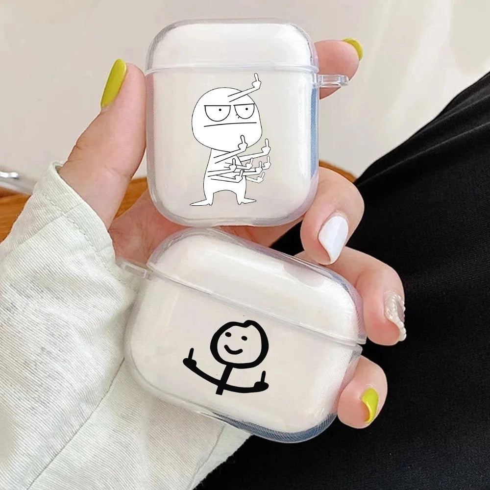 Funny Man Case for Airpods Pro 2 Cute Creative Cartoon Protector Cover Box Airpods 1 2 3 Pro Air Pod Cover Funda