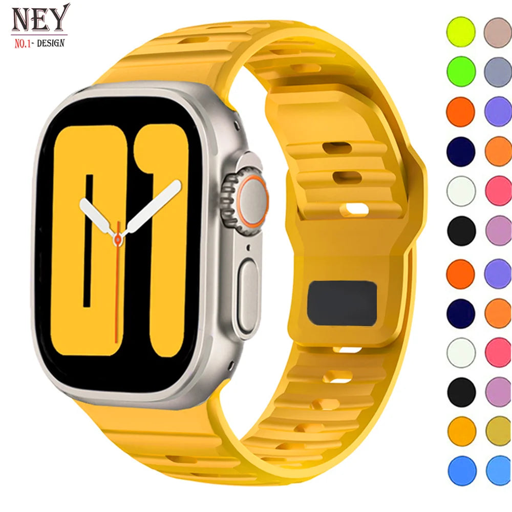 Sport Strap For Apple Watch Ultra band 49mm 45mm 40mm 44mm 42mm 41mm 38mm Silicone Air hole Bracelet iWatch Serie 8 7 6 SE 5 4 3