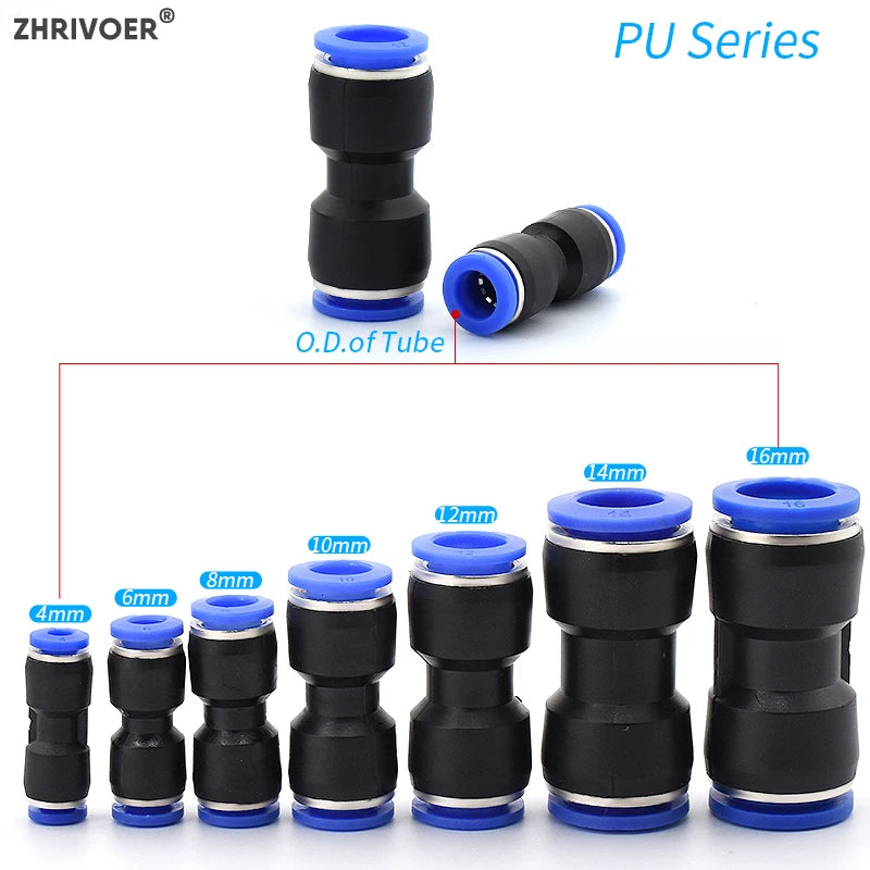 1Pcs Hose Straight Push in Fitting Pneumatic Push to Connect Air Quick Fittings Pipe joint PU PG 4 6 8 10 12 14 MM