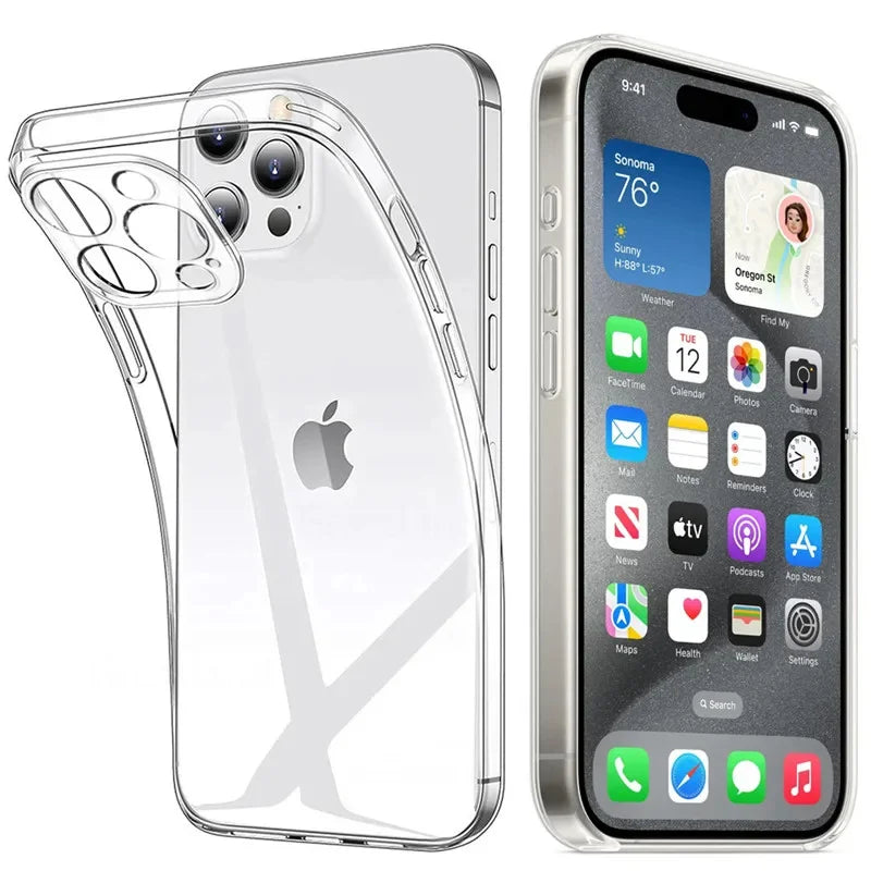 Ultra Thin Silicone Case For iPhone 15 14 13 12 Mini 11 Pro XS Max XR X 7 8 6 S Plus 6 SE 2020 2022 Transparent Soft Back Cover