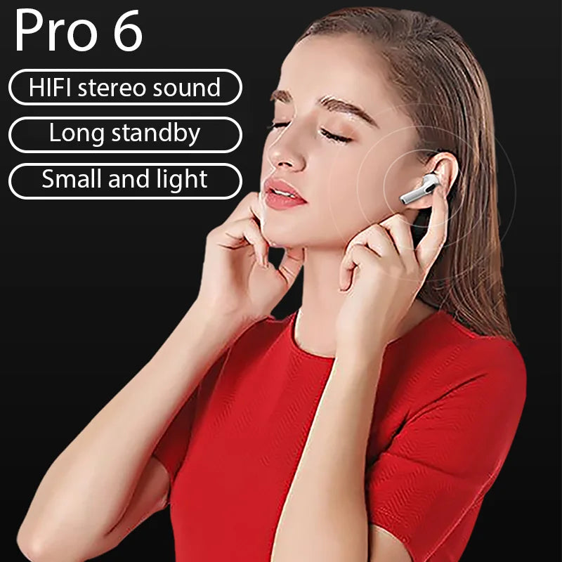 2022 TWS Pro 6 Fone Bluetooth Earphones Wireless Headphones with Mic Touch Control Wireless Bluetooth Headset Pro 6 Earbuds