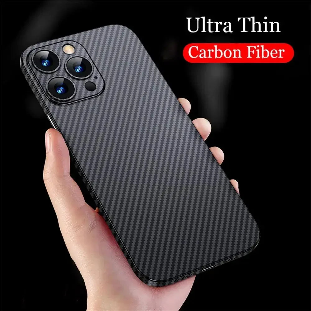 Luxury Ultra Thin Carbon Fiber Matte Case For iPhone 15 14 13 12 Mini 11 Pro Max 15pro XS XR X 6 7 8 Plus SE 0.2MM PP Back Cover