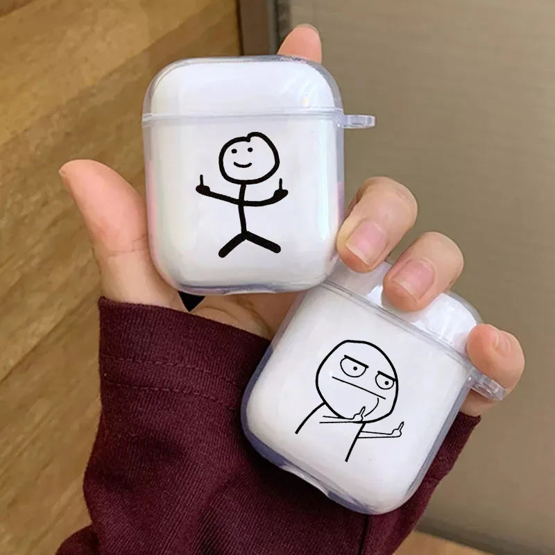 Funny Man Case for Airpods Pro 2 Cute Creative Cartoon Protector Cover Box Airpods 1 2 3 Pro Air Pod Cover Funda