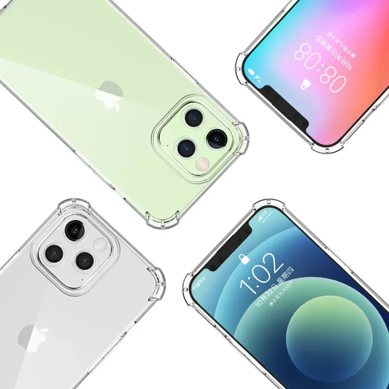 Anti-Yellow Clear Air Bag TPU Case for Iphone 15 14 13 Pro Max 11 12 Mini XS XR 13Pro 7 8 14 Plus Protection Back Cover Cases