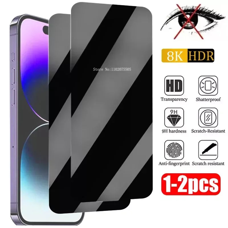 1-2PCS Anti-Spy Glass for IPhone 11 Pro Max Mini X XS XR 7 8 6 Plus Privacy Screen Protector for IPhone15 14 13 12 Pro Max