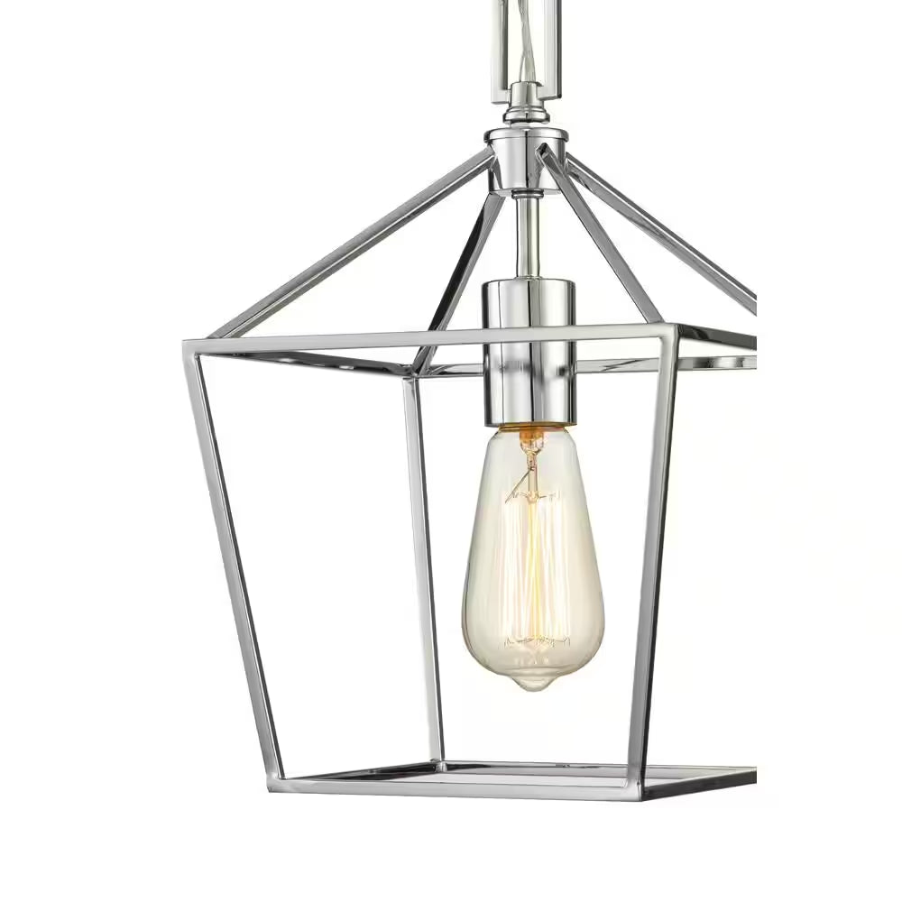 Weyburn 1-Light Chrome Farmhouse Mini Pendant Light Fixture with Caged Metal Shade